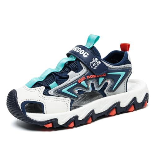 Kinder Sandalen Jungen Trekking Wandern Mädchen Hausschuhe Leicht Sportschuhe Pantoletten Outdoor Badeschuhe Zehe Sandalen Sportliche Sommerschuhe Blau EU 38 von Ouoruee
