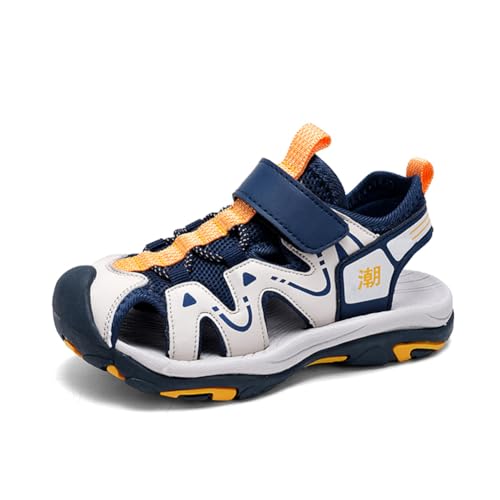 Kinder Sandalen Jungen Trekking Wandern Mädchen Hausschuhe Leicht Sportschuhe Pantoletten Outdoor Badeschuhe Zehe Sandalen Sportliche Sommerschuhe Blau EU 39 von Ouoruee