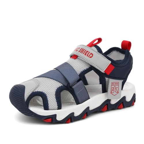 Kinder Sandalen Jungen Trekking Wandern Mädchen Hausschuhe Leicht Sportschuhe Pantoletten Outdoor Badeschuhe Zehe Sandalen Sportliche Sommerschuhe Graublau EU 29 von Ouoruee