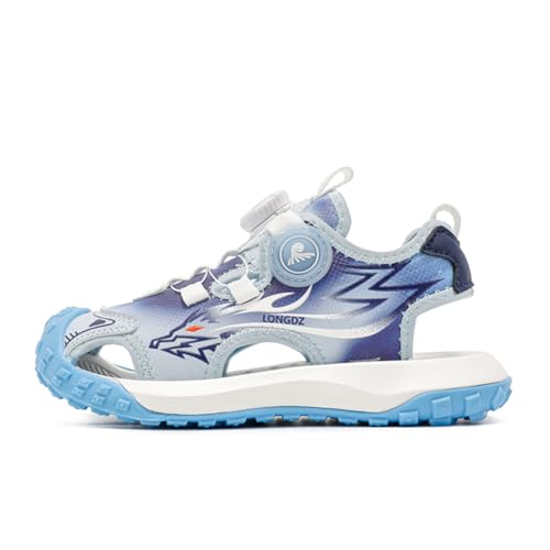Kinder Sandalen Jungen Trekking Wandern Mädchen Hausschuhe Leicht Sportschuhe Pantoletten Outdoor Badeschuhe Zehe Sandalen Sportliche Sommerschuhe Jeansblau EU 39 von Ouoruee