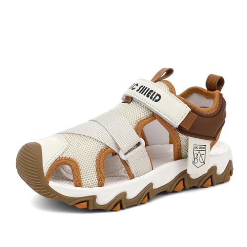 Kinder Sandalen Jungen Trekking Wandern Mädchen Hausschuhe Leicht Sportschuhe Pantoletten Outdoor Badeschuhe Zehe Sandalen Sportliche Sommerschuhe Khaki EU 36 von Ouoruee