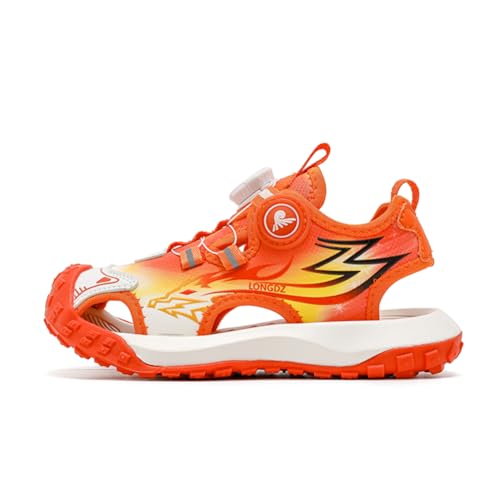 Kinder Sandalen Jungen Trekking Wandern Mädchen Hausschuhe Leicht Sportschuhe Pantoletten Outdoor Badeschuhe Zehe Sandalen Sportliche Sommerschuhe Orange EU 29 von Ouoruee