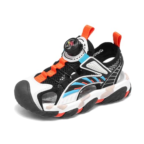 Kinder Sandalen Jungen Trekking Wandern Mädchen Hausschuhe Leicht Sportschuhe Pantoletten Outdoor Badeschuhe Zehe Sandalen Sportliche Sommerschuhe Schwarz EU 33 von Ouoruee