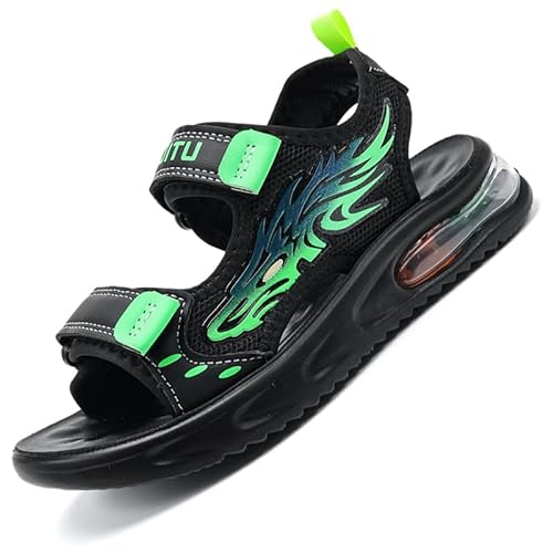 Kinder Sandalen Mädchen Sommer Sandalen Wasser Sommerschuhe Sandals für Boys Sport Outdoor Trekking SchwarzGrün 31EU von Ouoruee