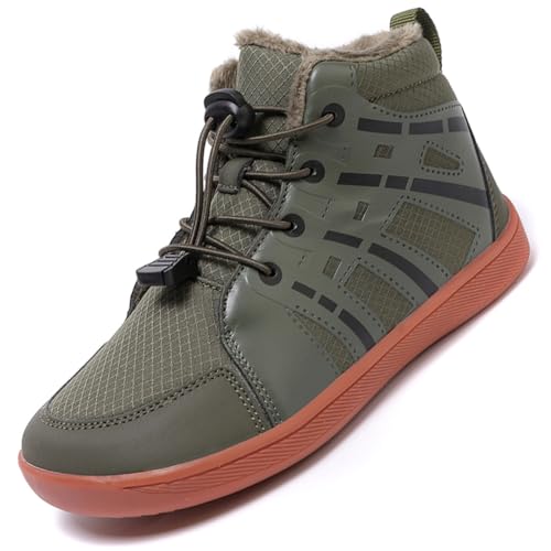 Kinder Winter Baumwolle Stiefel Barfußschuhe Jungen Mädchen Winterschuhe Warme Gefüttert Outdoor Fitnessschuhe Trekking Wanderschuhe Winterstiefel Traillaufschuhe Anglerstiefel YN18Grün EU 33 von Ouoruee