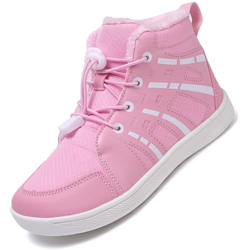 Kinder Winter Baumwolle Stiefel Barfußschuhe Jungen Mädchen Winterschuhe Warme Gefüttert Outdoor Fitnessschuhe Trekking Wanderschuhe Winterstiefel Traillaufschuhe Anglerstiefel YN18Rosa EU 38 von Ouoruee