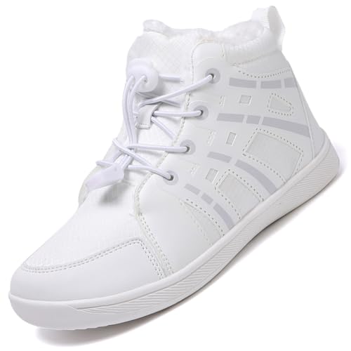 Kinder Winter Baumwolle Stiefel Barfußschuhe Jungen Mädchen Winterschuhe Warme Gefüttert Outdoor Fitnessschuhe Trekking Wanderschuhe Winterstiefel Traillaufschuhe Anglerstiefel YN18Weiß EU 29 von Ouoruee