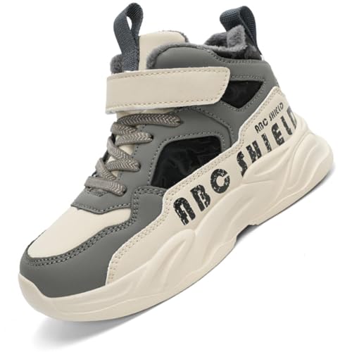 Kinder Winter Baumwolle Stiefel Barfußschuhe Jungen Mädchen Winterschuhe Warme Gefüttert Outdoor Turnschuhe Trekking Wanderschuhe Winterstiefel Traillaufschuhe Anglerstiefel 2429Grau EU 31 von Ouoruee