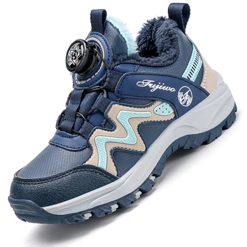 Kinder Winter Baumwolle Stiefel Barfußschuhe Jungen Mädchen Winterschuhe Warme Gefüttert Outdoor Turnschuhe Trekking Wanderschuhe Winterstiefel Traillaufschuhe Anglerstiefel 8522SBlau EU 38 von Ouoruee