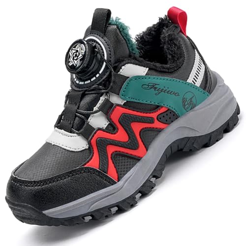 Kinder Winter Baumwolle Stiefel Barfußschuhe Jungen Mädchen Winterschuhe Warme Gefüttert Outdoor Turnschuhe Trekking Wanderschuhe Winterstiefel Traillaufschuhe Anglerstiefel 8522SRot EU 36 von Ouoruee