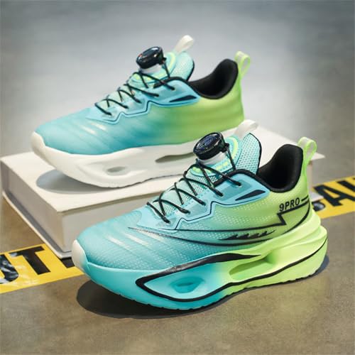 Kinderschuhe Atmungsaktiv Jungen Sportschuhe Mädchen Turnschuhe Laufschuhe Outdoor Walking Jogging Running Fitnesss Tennis rutschfest Hallenschuhe Blau-Grün EU 38 von Ouoruee