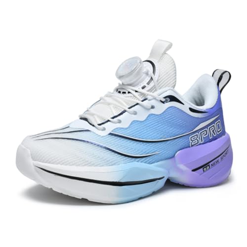 Kinderschuhe Atmungsaktiv Jungen Sportschuhe Mädchen Turnschuhe Laufschuhe Outdoor Walking Jogging Running Fitnesss Tennis rutschfest Hallenschuhe Blau-Lila EU 34 von Ouoruee