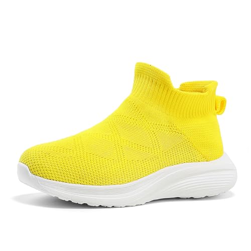 Kinderschuhe Atmungsaktiv Jungen Sportschuhe Mädchen Turnschuhe Laufschuhe Outdoor Walking Jogging Running Fitnesss Tennis rutschfest Hallenschuhe Gelb EU 32 von Ouoruee