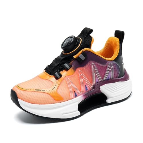 Kinderschuhe Atmungsaktiv Jungen Sportschuhe Mädchen Turnschuhe Laufschuhe Outdoor Walking Jogging Running Fitnesss Tennis rutschfest Hallenschuhe Orange EU 35 von Ouoruee