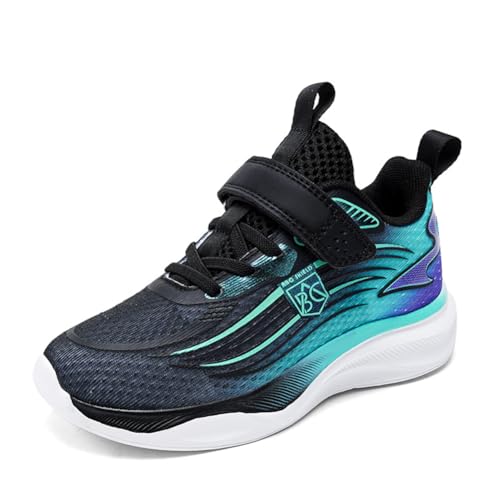 Kinderschuhe Atmungsaktiv Jungen Sportschuhe Mädchen Turnschuhe Laufschuhe Outdoor Walking Jogging Running Fitnesss Tennis rutschfest Hallenschuhe Schwarz-Grün EU 33 von Ouoruee
