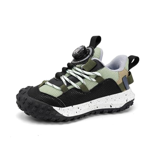 Kinderschuhe Atmungsaktiv Jungen Sportschuhe Mädchen Turnschuhe Laufschuhe Outdoor Walking Jogging Running Fitnesss Tennis rutschfest Hallenschuhe Schwarz-Grün EU 34 von Ouoruee