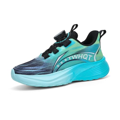 Kinderschuhe Atmungsaktiv Jungen Sportschuhe Mädchen Turnschuhe Laufschuhe Outdoor Walking Jogging Running Fitnesss Tennis rutschfest Hallenschuhe Schwarz und Grün EU 36 von Ouoruee