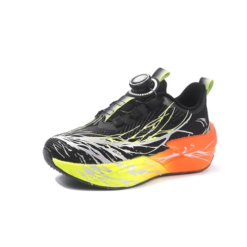 Kinderschuhe Atmungsaktiv Jungen Sportschuhe Mädchen Turnschuhe Laufschuhe Outdoor Walking Jogging Running Fitnesss Tennis rutschfest Hallenschuhe Schwarz und Orange EU 38 von Ouoruee