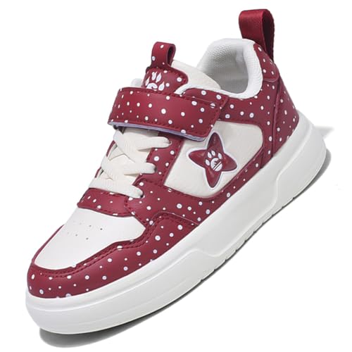 Kinderschuhe Mädchen Sportschuhe Jungen Turnschuhe Laufschuhe mit Klettverschluss und rutschfest Luftpolster Sohle,Wasserdicht Leder Oberfläche Brot EU 30 von Ouoruee