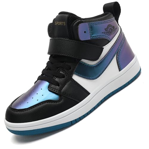 Kinderschuhe Mädchen Sportschuhe Jungen Turnschuhe Laufschuhe mit Klettverschluss und rutschfest Luftpolster Sohle,Wasserdicht Leder Oberfläche Chamäleon EU 37 von Ouoruee