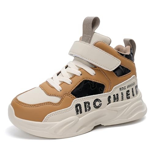 Kinderschuhe Wasserdichtes Leder Jungen Sportschuhe Mädchen Turnschuhe Laufschuhe Outdoor Walking Jogging Running Fitnesss Tennis rutschfest Hallenschuhe Braun EU 32 von Ouoruee