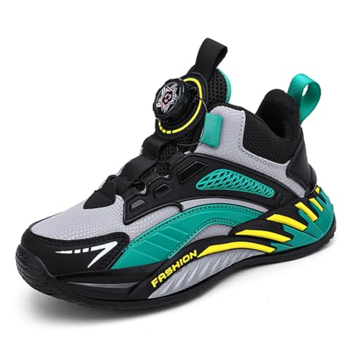 Kinderschuhe Wasserdichtes Leder Jungen Sportschuhe Mädchen Turnschuhe Laufschuhe Outdoor Walking Jogging Running Fitnesss Tennis rutschfest Hallenschuhe Grau und Grün EU 38 von Ouoruee