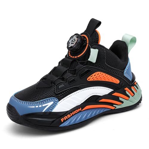 Kinderschuhe Wasserdichtes Leder Jungen Sportschuhe Mädchen Turnschuhe Laufschuhe Outdoor Walking Jogging Running Fitnesss Tennis rutschfest Hallenschuhe Orange und Blau EU 31 von Ouoruee