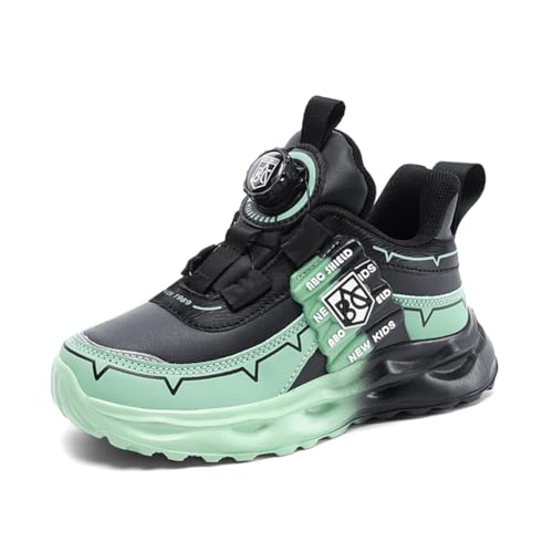 Kinderschuhe Wasserdichtes Leder Jungen Sportschuhe Mädchen Turnschuhe Laufschuhe Outdoor Walking Jogging Running Fitnesss Tennis rutschfest Hallenschuhe Schwarz-Grün EU 39 von Ouoruee