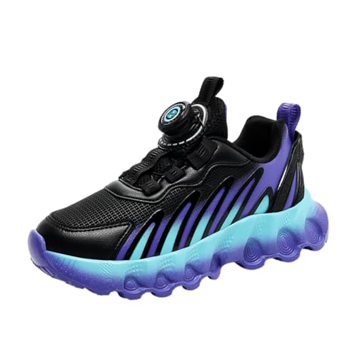Kinderschuhe Wasserdichtes Leder Jungen Sportschuhe Mädchen Turnschuhe Laufschuhe Outdoor Walking Jogging Running Fitnesss Tennis rutschfest Hallenschuhe Schwarz-Lila EU 29 von Ouoruee