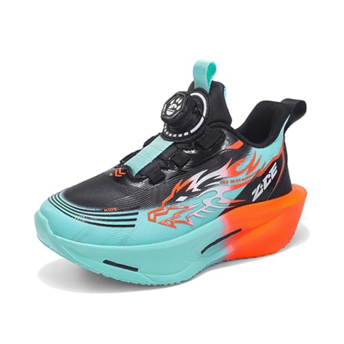 Kinderschuhe Wasserdichtes Leder Jungen Sportschuhe Mädchen Turnschuhe Laufschuhe Outdoor Walking Jogging Running Fitnesss Tennis rutschfest Hallenschuhe Schwarz-Orange EU 34 von Ouoruee