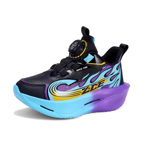 Kinderschuhe Wasserdichtes Leder Jungen Sportschuhe Mädchen Turnschuhe Laufschuhe Outdoor Walking Jogging Running Fitnesss Tennis rutschfest Hallenschuhe Schwarz und Lila EU 38 von Ouoruee