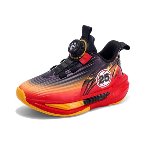 Kinderschuhe Wasserdichtes Leder Jungen Sportschuhe Mädchen Turnschuhe Laufschuhe Outdoor Walking Jogging Running Fitnesss Tennis rutschfest Hallenschuhe Schwarz und Rot EU 32 von Ouoruee