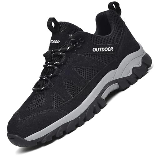 Mesh-Oberfläche Wanderschuhe für Herren Und Damen Trekkingschuhe Outdoor Schuhe rutschfeste Sportschuhe für Camping Wandern Schwarz 41 EU von Ouoruee