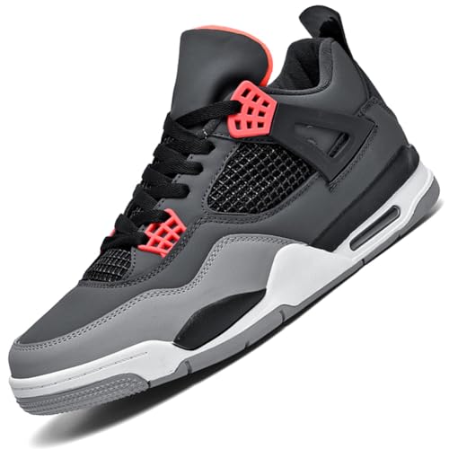 Ouoruee AJ 4 Retro Sneaker Herren Damen Schuhe Skateboardschuhe Laufschuhe Turnschuhe mit Luftpolster Walkingschuhe Basketballschuhe Sportschuhe SchwarzRot 42 EU von Ouoruee