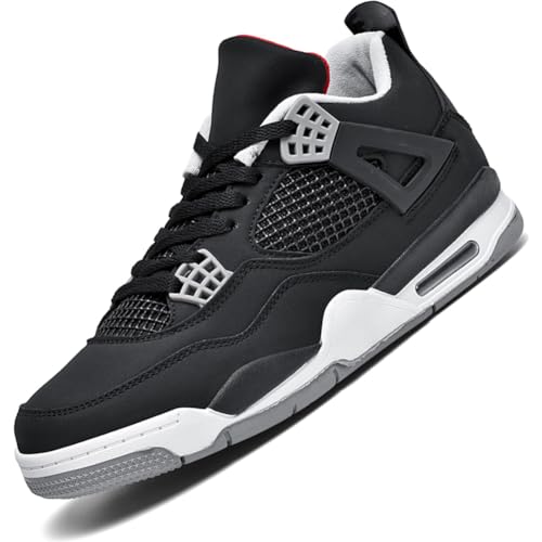 Ouoruee AJ 4 Retro Sneaker Herren Damen Schuhe Skateboardschuhe Laufschuhe Turnschuhe mit Luftpolster Walkingschuhe Basketballschuhe Sportschuhe Schwarzgrau 39 EU von Ouoruee