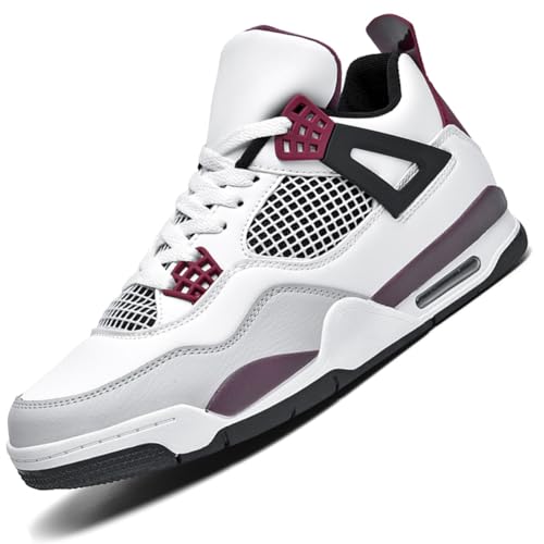 Ouoruee AJ 4 Retro Sneaker Herren Damen Schuhe Skateboardschuhe Laufschuhe Turnschuhe mit Luftpolster Walkingschuhe Basketballschuhe Sportschuhe WeißLila 39 EU von Ouoruee