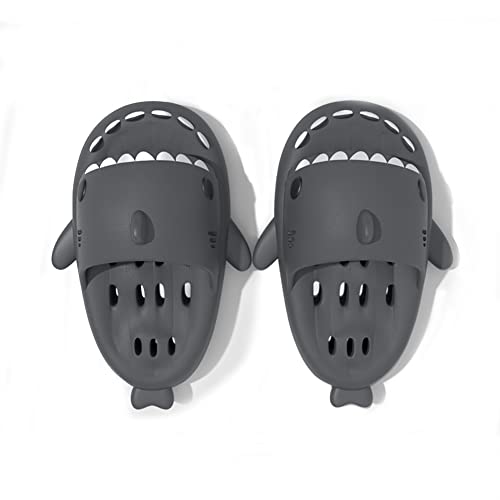 Ouoruee Damen Herren Shark Slides Pillow Hai Slippers Hausschuhe Unisex Sandalen Rutschfest Badeschuhe Schlappen Home Pantoffeln SharkBlack02 EU 46/47 von Ouoruee