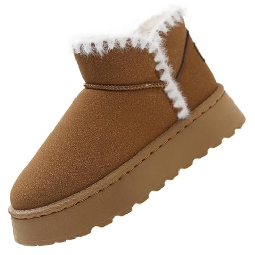 Ouoruee Damen Winterstiefel Warm gefütterte Schneestiefel Winterschuhe Winter Kurzschaft Stiefel Boots Schuhe Mit Gefüttert Profilsohle Khaki EU 38 von Ouoruee