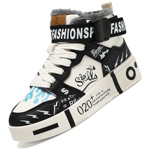 Ouoruee Herren Mode Turnschuhe Damen Leichte Wanderschuhe Laufen Atmungsaktiv lässige Sneakers Unisex Wasserdicht Winterschuhe rutschfest Trekking Warme Gefüttert Winterstiefel BSchwarz 36 EU von Ouoruee