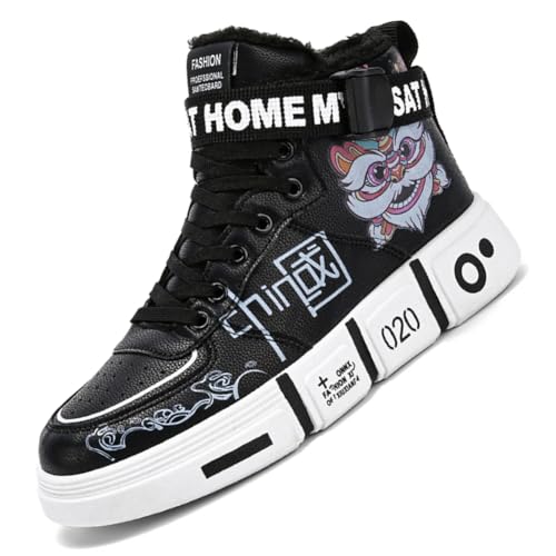 Ouoruee Herren Mode Turnschuhe Damen Leichte Wanderschuhe Laufen Atmungsaktiv lässige Sneakers Unisex Wasserdicht Winterschuhe rutschfest Trekking Warme Gefüttert Winterstiefel Schwarz 36 EU von Ouoruee