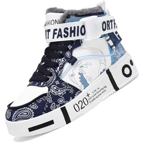 Ouoruee Herren Mode Turnschuhe Damen Leichte Wanderschuhe Laufen Atmungsaktiv lässige Sneakers Unisex Wasserdicht Winterschuhe rutschfest Trekking Warme Gefüttert Winterstiefel WBlau 43 EU von Ouoruee