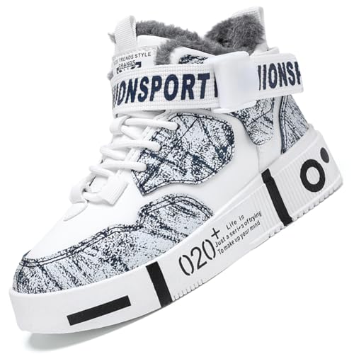 Ouoruee Herren Mode Turnschuhe Damen Leichte Wanderschuhe Laufen Atmungsaktiv lässige Sneakers Unisex Wasserdicht Winterschuhe rutschfest Trekking Warme Gefüttert Winterstiefel WBlau 44 EU von Ouoruee