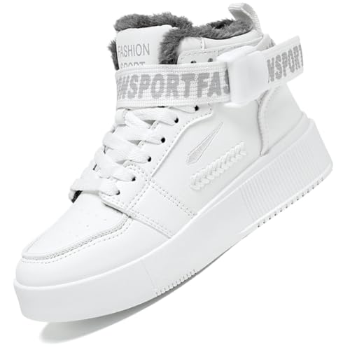 Ouoruee Herren Mode Turnschuhe Damen Leichte Wanderschuhe Laufen Atmungsaktiv lässige Sneakers Unisex Wasserdicht Winterschuhe rutschfest Trekking Warme Gefüttert Winterstiefel Weiß 43 EU von Ouoruee