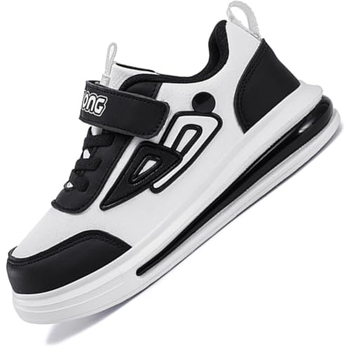 Ouoruee Kinder Laufschuhe Sportschuhe Mode Jungen Sneaker Leder Wasserdicht Turnschuhe mit Klettverschluss EU 29-39 Schwarz EU 40 von Ouoruee