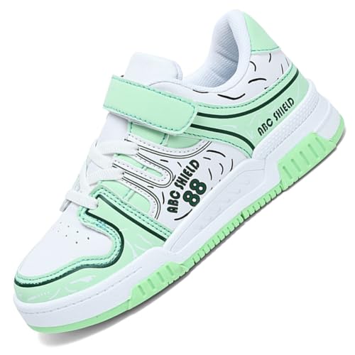 Ouoruee Kinder Laufschuhe Sportschuhe Mode Jungen Sneaker Leder Wasserdicht Turnschuhe mit Klettverschluss EU 29-39 WLGrün EU 38 von Ouoruee