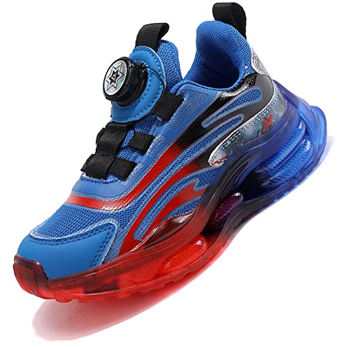 Ouoruee Kinderschuhe Atmungsaktiv Jungen Sportschuhe Mädchen Turnschuhe Laufschuhe mit Drehknopf und rutschfest Luftpolster Sohle Blau EU 31 von Ouoruee