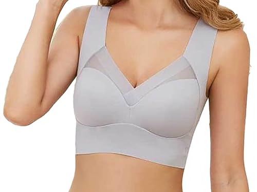 Ouoruee Klassische BHS für Damen, Haltungskorrektur BH, Ohne BüGel Push Up Bra Für Seniorinnen Beige 2XL von Ouoruee