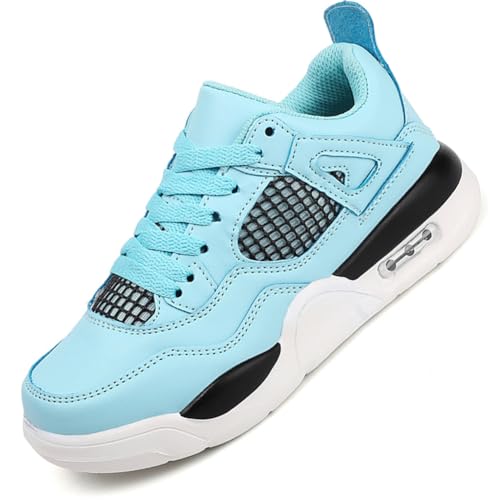 Ouoruee Retro Sneaker Junge Mädchen Schuhe Kinder Skateboardschuhe Laufschuhe Turnschuhe mit Luftpolster Walkingschuhe Basketballschuhe Sportschuhe 005Blau 34 EU von Ouoruee