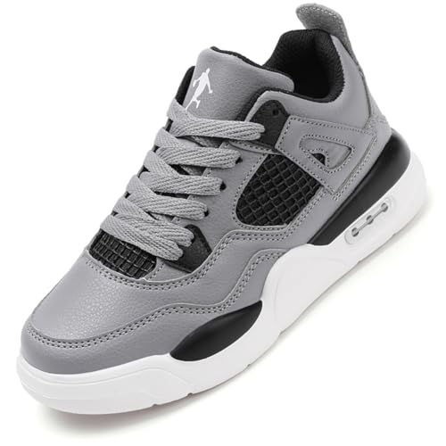 Ouoruee Retro Sneaker Junge Mädchen Schuhe Kinder Skateboardschuhe Laufschuhe Turnschuhe mit Luftpolster Walkingschuhe Basketballschuhe Sportschuhe 005Grau 28 EU von Ouoruee