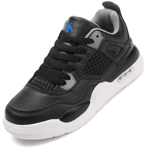 Ouoruee Retro Sneaker Junge Mädchen Schuhe Kinder Skateboardschuhe Laufschuhe Turnschuhe mit Luftpolster Walkingschuhe Basketballschuhe Sportschuhe 005Schwarz 37 EU von Ouoruee